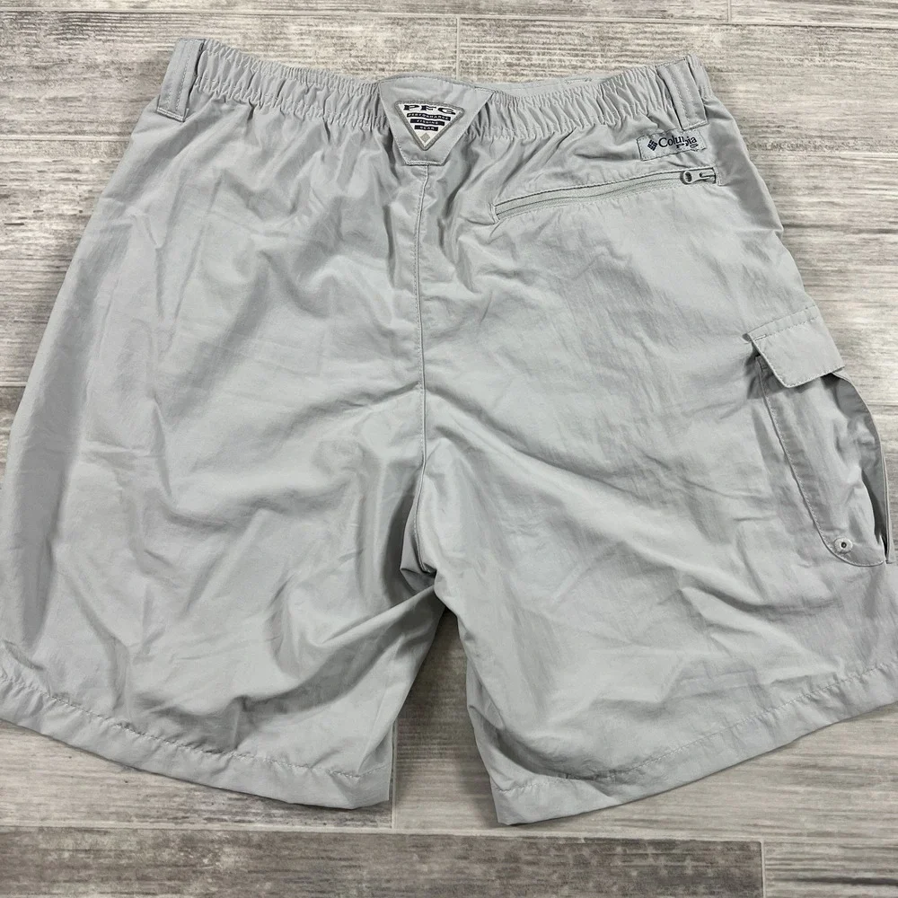 Columbia Men's Small‎ Cargo Shorts Light Grey PFG Bahama Omni-Shade (019) UPF 50